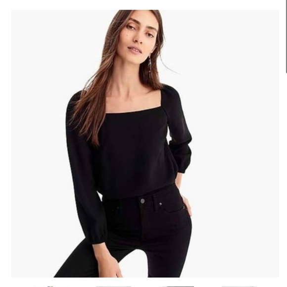 NEW, J. Crew 365 Black Square Neck Blouse, size 10, never worn - Picture 1 of 4